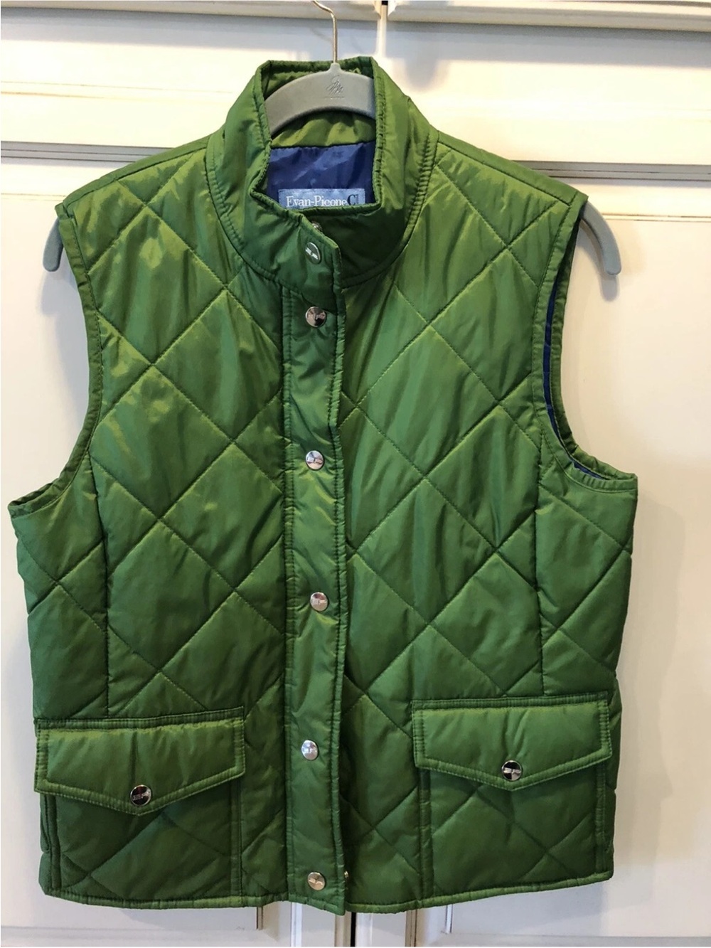Evan Picone Puffer Green Quilted Sleeveless Vest Size Small